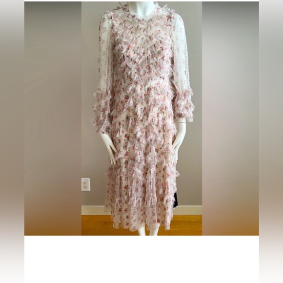 Needle &Thread BIJOU ROSE LONG SLEEVE BALLERINA DRESS - Picture 4 of 8